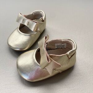 Robeez Metallic Gold Baby Shoes with Bow
